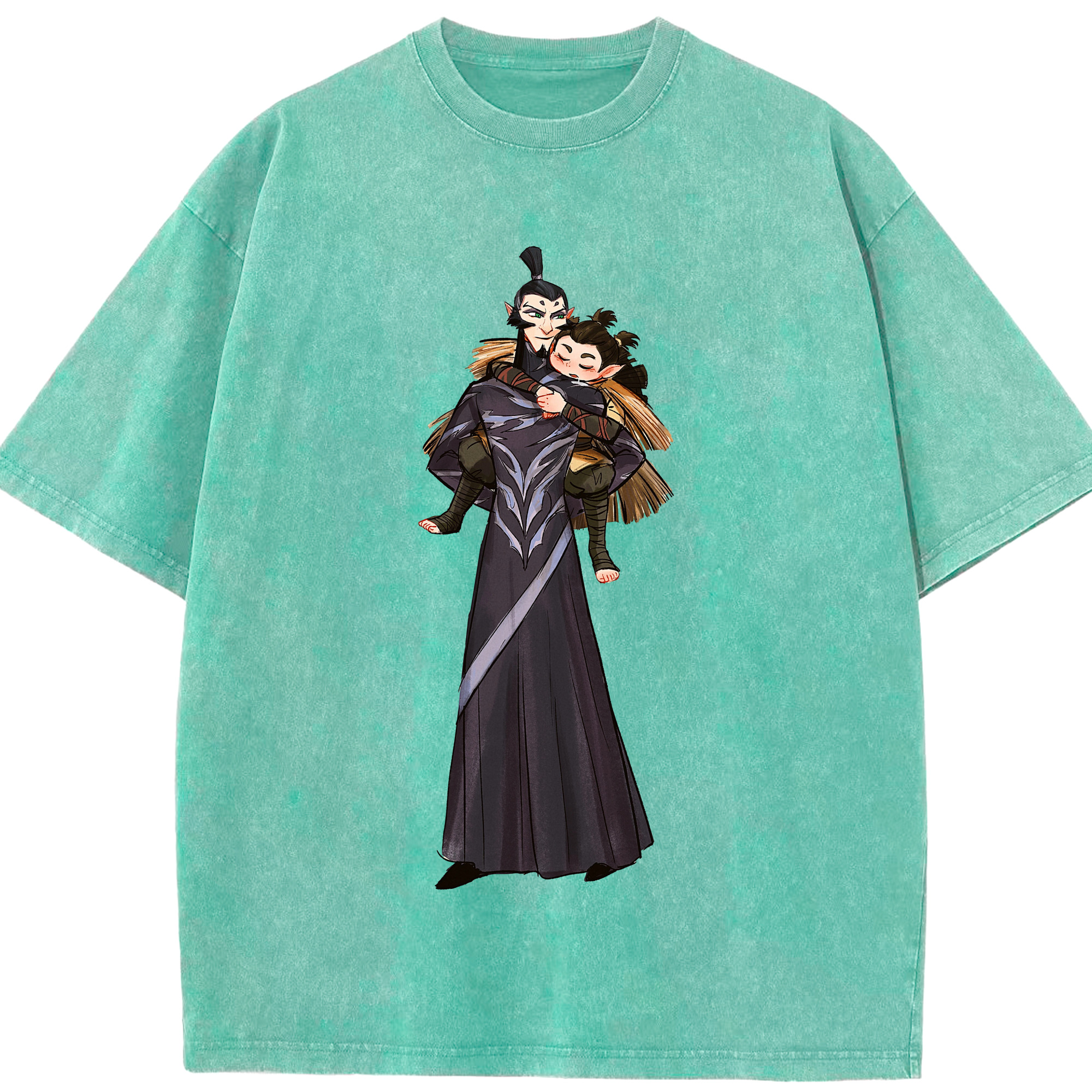 （画像用） Ne Zha 2 ナタ 魔童の大暴れ 綿100% ヴィンテージ風 半袖Tシャツ（フロントプリント）